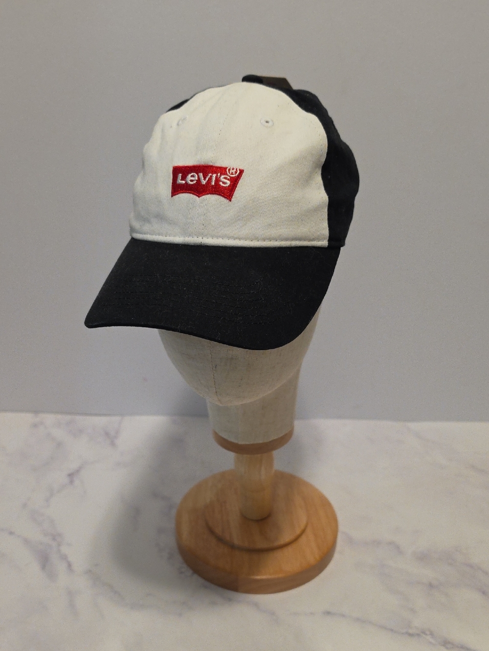 Levi's Two-Tone Black & White Baseball Cap with Red Logo Brand New